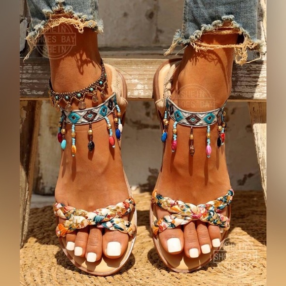 Colorful Beaded Women's Sandals - Picture 6 of 8